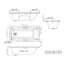 Акриловая ванна Triton Алекса 170x75, с каркасом, сифоном, экраном и торцевым экраном