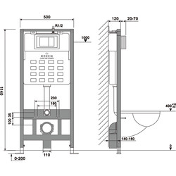 Комплект инсталляции и унитаза 6 в 1 Roxen StounFix Slim 545698