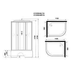 Душевая кабина Niagara Eco E110/80/40L/TN 100х80