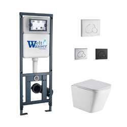 Комплект инсталляции WeltWasser Marberg 410 RD с белой кнопкой и унитазом Gelbach 004 GL-WT