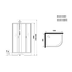 Душевая кабина с гидромассажем Niagara Classic NG-3312-14LBKTG 120х80