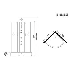 Душевая кабина с гидромассажем Niagara Classic NG-3502-14BKTG 100х100