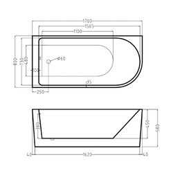 Акриловая ванна Esbano Afina 170x80 R