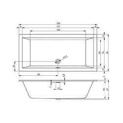 Акриловая ванна Riho Rethink Cubic B109001105 190x90, матовая