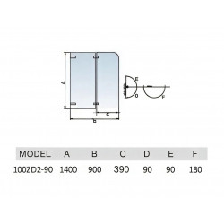 Шторка для ванны Welt-Wasser 100ZD2-90 90х140