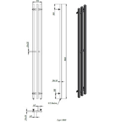 Дизайн-радиатор Stinox CAPRI DESIGN 170x1800 (3), водяной