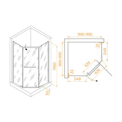 Душевой уголок RGW Hotel HO-081 100х100, стекло матовое