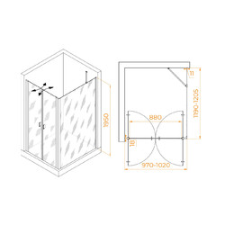 Душевой уголок RGW Passage PA-144B (PA-104B+Z-050-2B+O-204B) 100х120