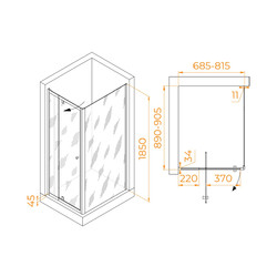 Душевой уголок RGW Passage PA-44B (PA-02B + Z-050-1B) 70x90