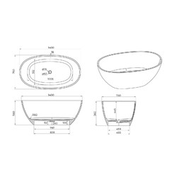 Ванна из искусственного камня IVA BS101140E 140х78