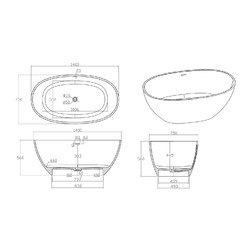 Ванна из искусственного камня IVA BS101140 140х78