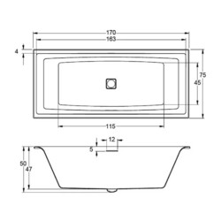 Акриловая ванна Riho Still Square Led B100005005 170x75, 2 подголовника, белый