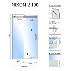Душевая дверь Rea Nixon-2 REA-K7440 100x190 R