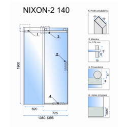 Душевая дверь Rea Nixon-2 REA-K5007 140x190 R