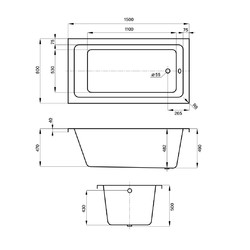 Ванна акриловая в наборе 3 в 1 Wellsee FreeDom 231101008, 150*80