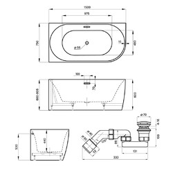 Акриловая ванна Wellsee Belle Spa 235701003, 150*75, левая