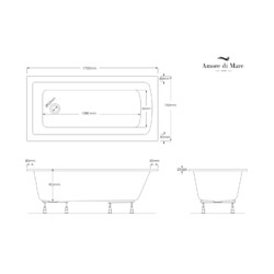 Акриловая ванна Amore di Mare (ADM) MIRO 170x75, с ножками