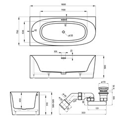 Акриловая ванна Wellsee Belle Spa 2.0 235802003, 160*75, левая