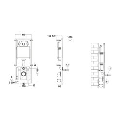 Комплект инсталляции WeltWasser Marberg 410 RD с чёрной кнопкой и унитазом Cerutti ORLTER Aria Tornado