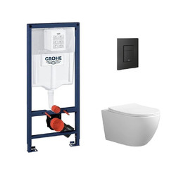 Комплект инсталляции Grohe 38811KF0 с кнопкой 38966KF0 и унитазом ORLTER Aria Tornado