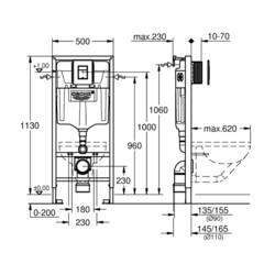 Комплект инсталляции Grohe 38811KF0 с кнопкой 38966KF0 и унитазом ORLTER Aria Tornado