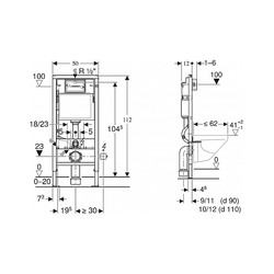 Комплект инсталляции Geberit Duofix Delta 458.124.21.5 с унитазом Niagara Vista NG-9301, кнопка Delta25