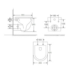 Комплект инсталляции Geberit Duofix Delta 458.124.21.5 с унитазом Teymi Lina S Black T40111, кнопка Delta25