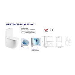 Унитаз подвесной Welt-Wasser MERZBACH 011 XL GL-WT, с крышкой дюропласт SoftClose