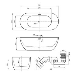 Акриловая ванна Wellsee Chic Riviera 236803003 179*85