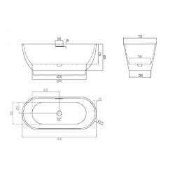 Ванна из искусственного камня ABBER Frankfurt AM9941MP 170х75