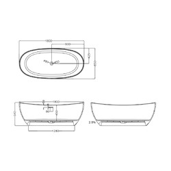 Ванна из искусственного камня ABBER Stein AS9615-1.8 180х85