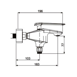 Смеситель для ванны Rose R1302H, чёрный/хром