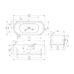 Акриловая ванна ABBER AB9443 170х75