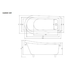 Акриловая ванна CeruttiSPA CLASSIC 150G CT9667 157x77