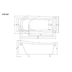 Акриловая ванна CeruttiSPA VITO150G CT9669 150x74 (золото)