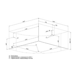 Акриловая ванна Aquanet Santiago 160x160, с каркасом и экраном