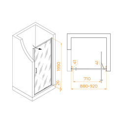Душевая дверь RGW Stilvoll SV-05B 90х195, стекло Black Smart Line