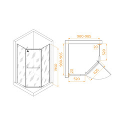 Душевой уголок RGW Passage PA-081 100х100, стекло матовое