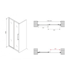 Душевая дверь Abber Schwarzer Diamant AG30120BMH 120x195 РАСПРОДАЖА