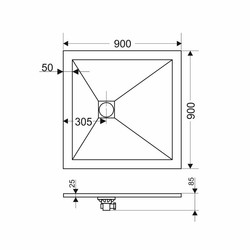 Душевой поддон RGW ST-0100G Графит 100x100