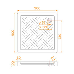 Душевой поддон RGW CR-099-B Чёрный 90x90