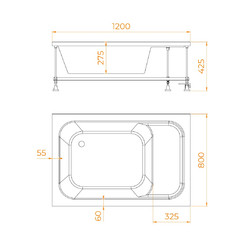 Душевой поддон RGW BC/L (с сиденьем) 80x120