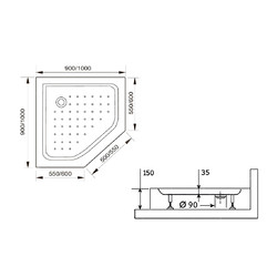 Душевой поддон RGW LUX/TN-TR (Литой экран) 90х90