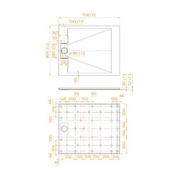 Душевой поддон RGW TUS-119W Белый 90х110
