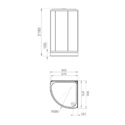 Душевая кабина Domani-Spa Simple 99 V1.2 Black Accents 90x90 прозрачное стекло / белые стенки с крышей