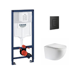 Комплект инсталляции Grohe 38811KF0 с кнопкой 38966KF0 и унитазом Teymi Lina VORTEX T40110