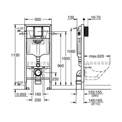 Комплект инсталляции Grohe Rapid SL 38772SH0 с белой кнопкой и унитазом Teymi Lina VORTEX T40110