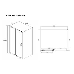 Душевой уголок AQUABATH ATLAS AB-11C-1080-2000 100x80