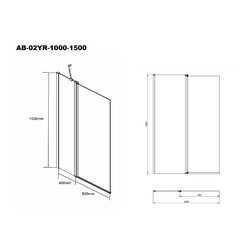 Душевая шторка для ванны AQUABATH ATLAS AB-YR02-1000-1500