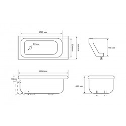 Чугунная ванна Pucsho Jessen 180x75, с ножками